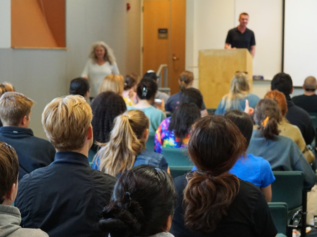 Students listening to presenter Scott Shell at the Friday Professional Development workshop