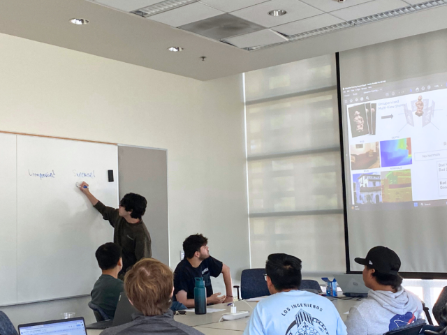 SACNAS Scholar Sebastian Nunez practicing his research talk